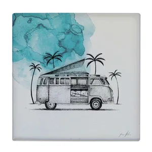 زیر لیوانی طرح فولکس واگن و درخت نخل کد    3276305_712