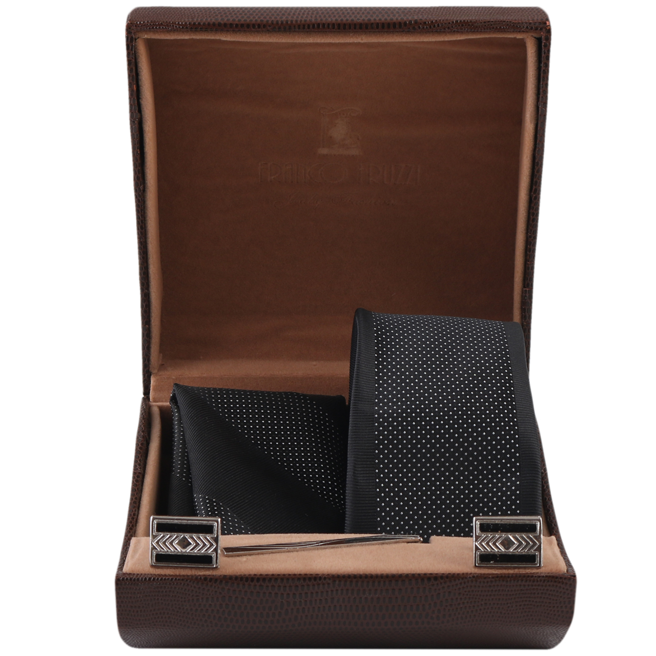 ست کراوات و گیره کراوات و دستمال جیب و دکمه سردست مردانه فرانکو فروزی مدل F-101841