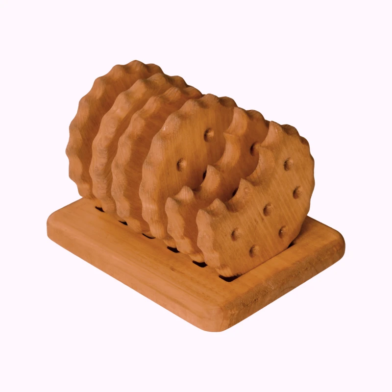 زیر لیوانی مدل بیسکوئیت دایره ای مجموعه 6 عددی به همراه استند