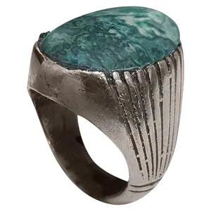 انگشتر نقره مردانه مدل  فیروزه آفریقایی کد FA2020