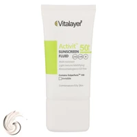 فلوئید ضدآفتاب بی‌رنگ ویتالیر SPF50 مدل Activit، مناسب پوست‌های مختلط و چرب، حجم 50 میلی‌لیتر