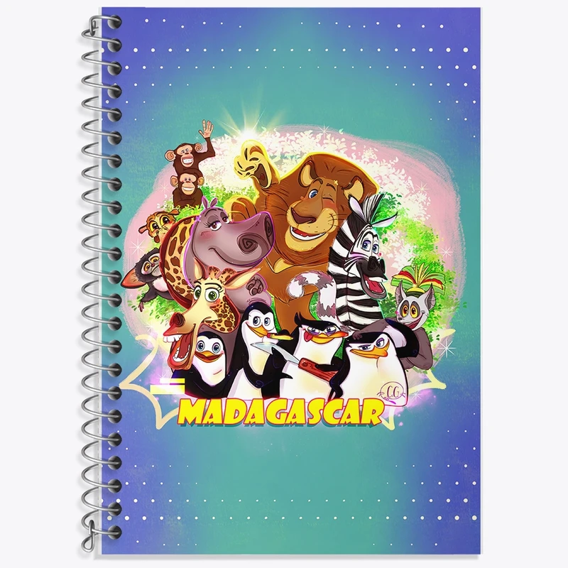 دفتر زبان 50 برگ خندالو مدل دو خط طرح ماداگاسکار کد F2111