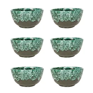 کاسه سفالی مدل شره ای ماست خوری مجموعه 6 عددی 