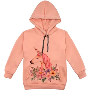 هودی دخترانه مدل تک شاخ F47 رنگ گلبهی