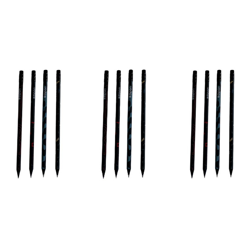 مداد مشکی الیپون با درجه سختی HB مدل وود بسته 12 عددی