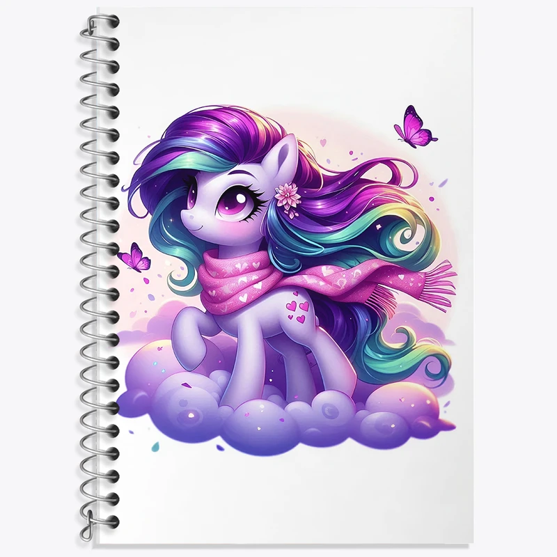 دفتر زبان 50 برگ خندالو مدل سه خط طرح اسب تک شاخ کیوت کد F5354