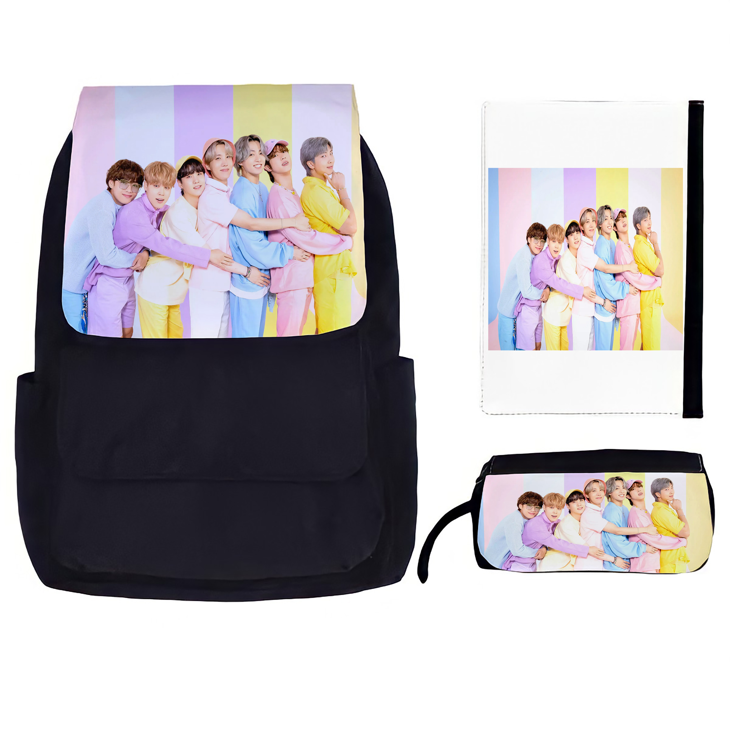 کوله پشتی مدل BTS Festa 007 به همراه جامدادی و کلاسور