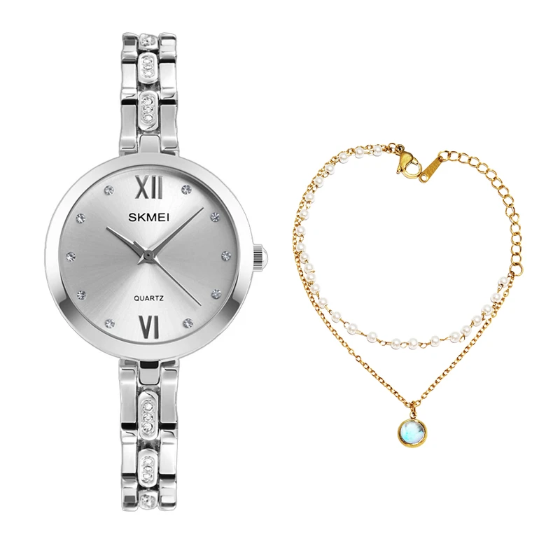 ساعت مچی عقربه‌ای زنانه اسکمی مدل 1225SI-Verganti به همراه دستبند