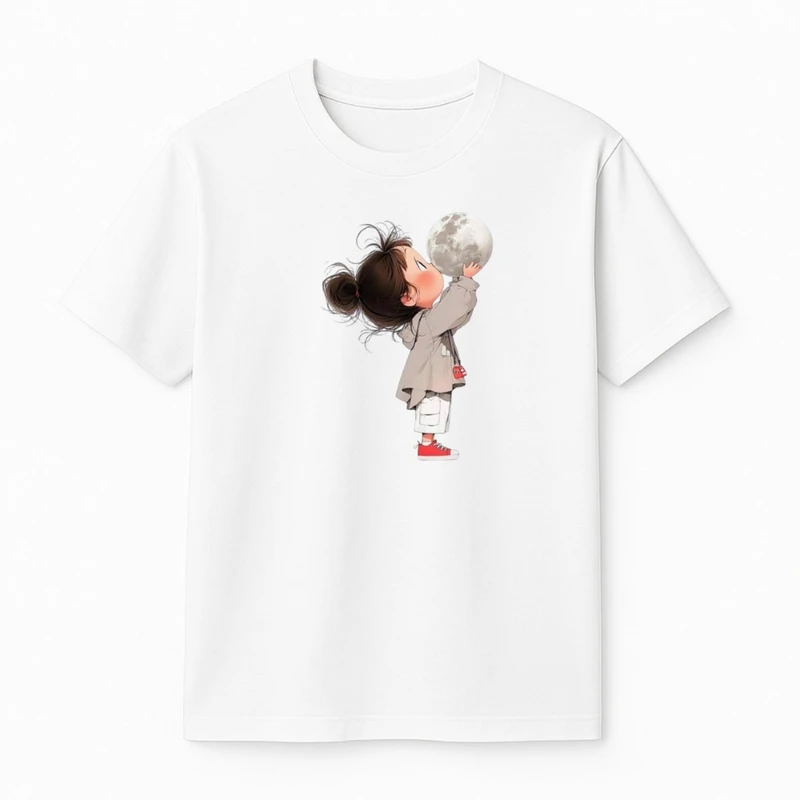 تی‌شرت آستین کوتاه دخترانه مدل ماه کد v29