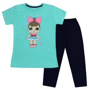 ست تی شرت و شلوار دخترانه مدل رهاورد و بردیا طرح دختر چشم درشت رنگ سبز