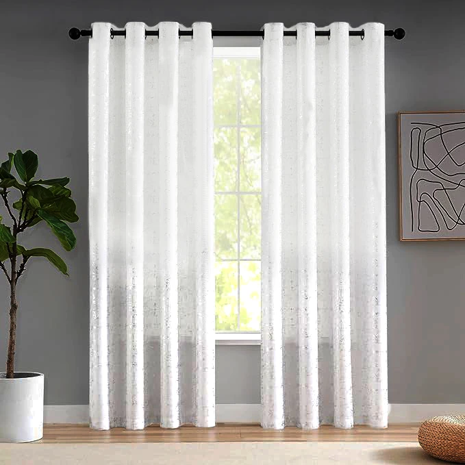 پرده تیکو دکو مدل حریر ژورژت طلاکوب سایز 150x280 سانتیمتر مجموعه دو عددی