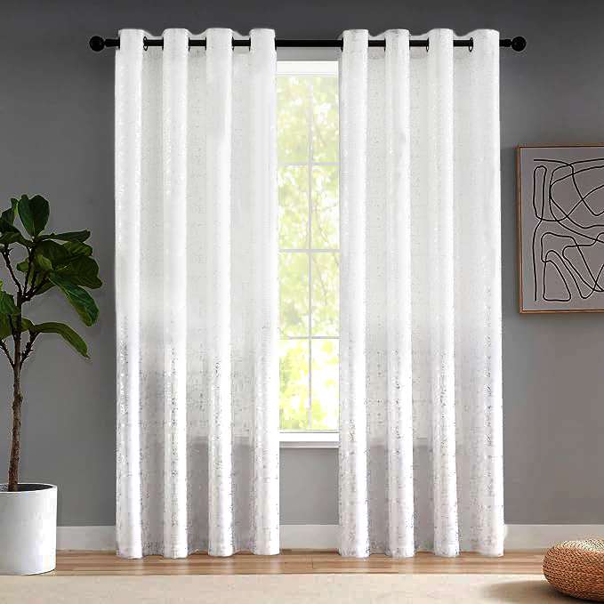 پرده تیکو دکو مدل حریر ژورژت طلاکوب سایز 150x280 سانتیمتر مجموعه دو عددی