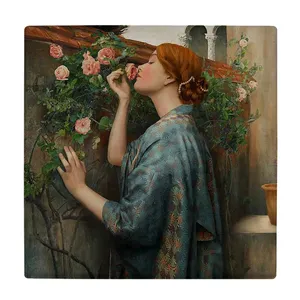  زیر لیوانی  طرح نقاشی بانو و گل ها کد    5930854_4803