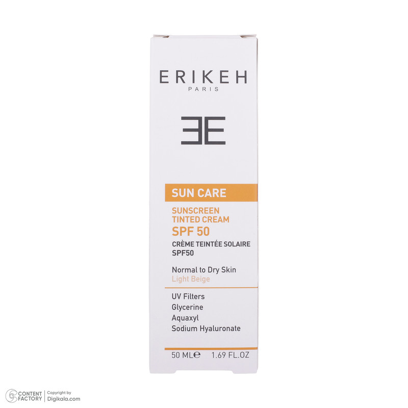 کرم ضد آفتاب رنگی اریکه SPF 50 مدل LB ‌مناسب انواع پوست حجم 50 میلی‌لیتر