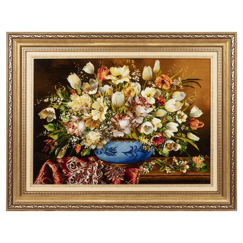 تابلو فرش دستباف سی پرشیا طرح گل در گلدان کد 903982