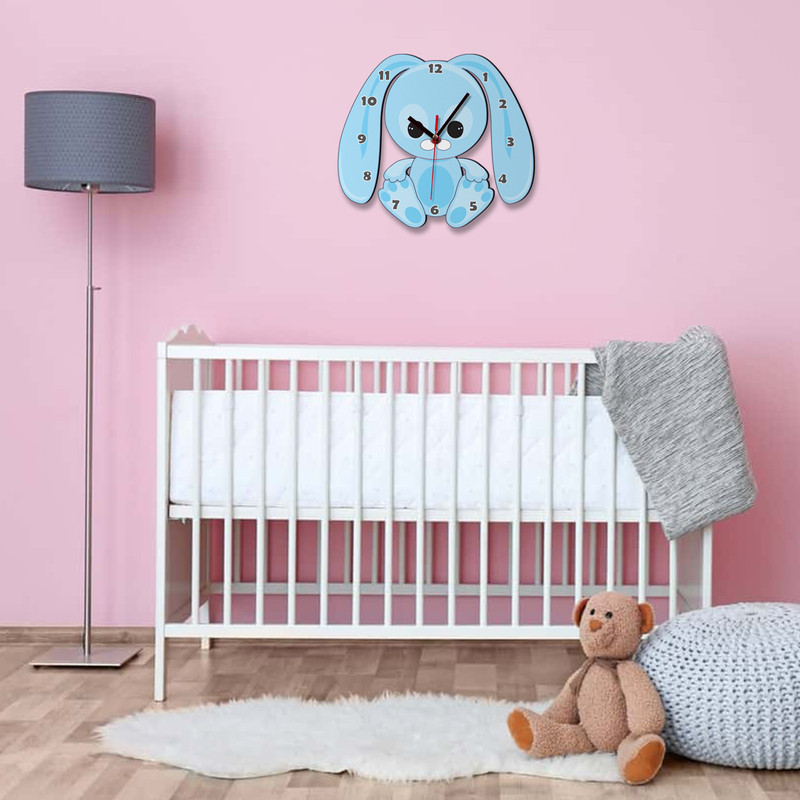 ساعت دیواری کودک باروچین مدل خرگوش آبی کد c-116