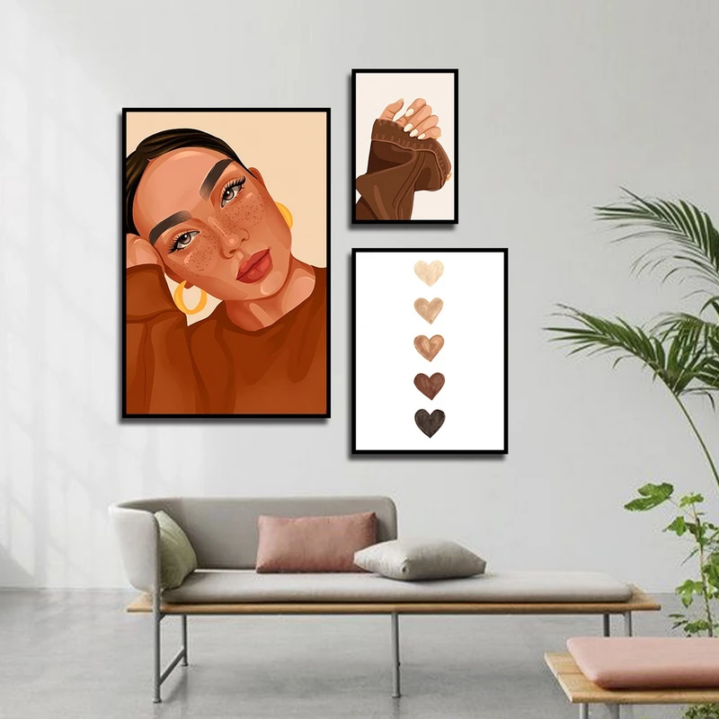 تابلو بکلیت طرح نقاشی چهره و کاشت ناخن مدل B-3108 مجموعه 3 عددی