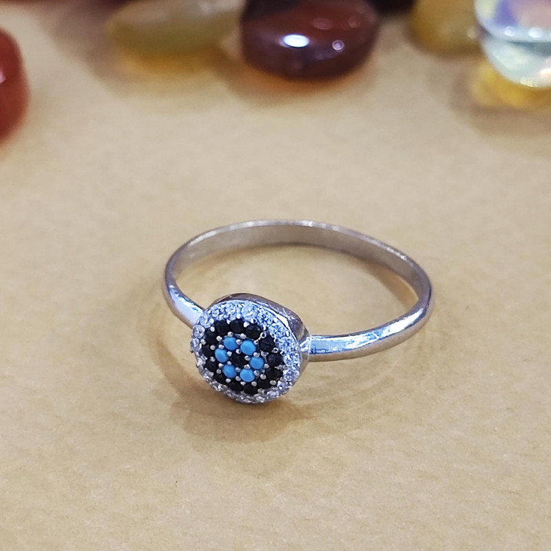 انگشتر نقره زنانه مدل چشم نظر تک چشم کد RS2048