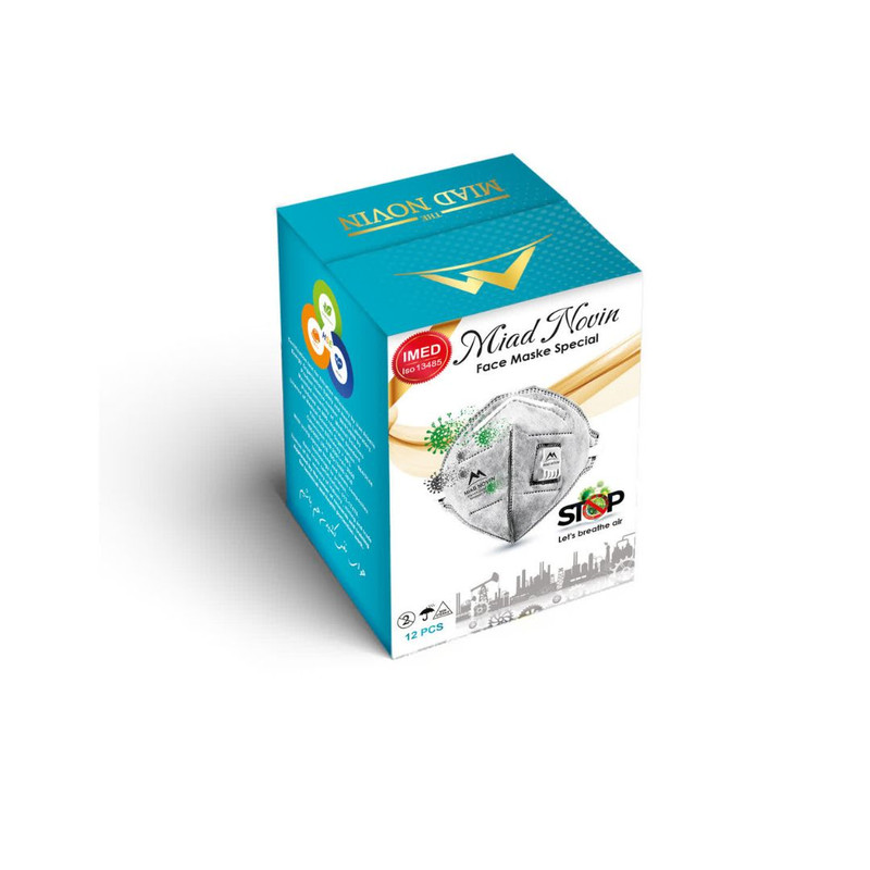 ماسک تنفسی میعاد نوین مدل N95 فیلتردار 6لایه بسته 12 عددی