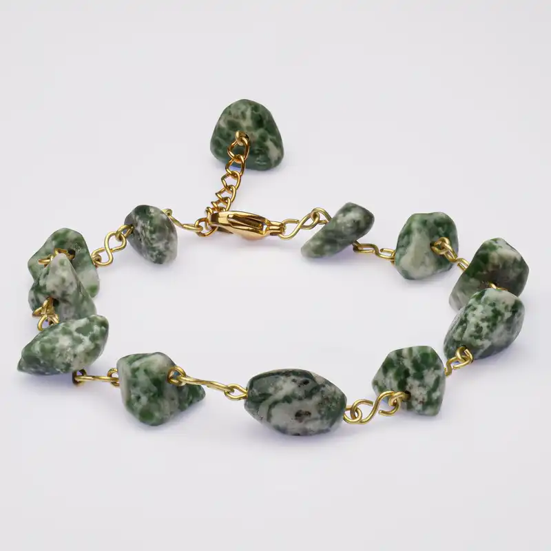 دستبند زنانه مدل سنگ عقیق خزه ایی کد 1