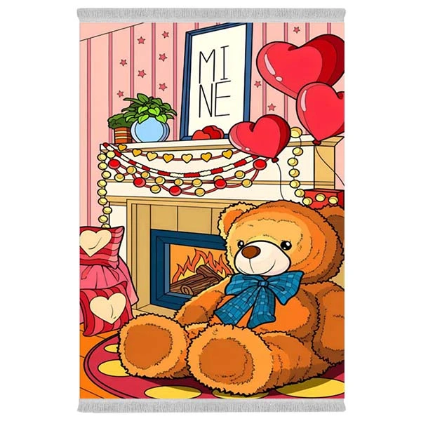 فرش پارچه‌ای دفه مدل فرشینه هازان مخمل طرح فانتزی کد 3484