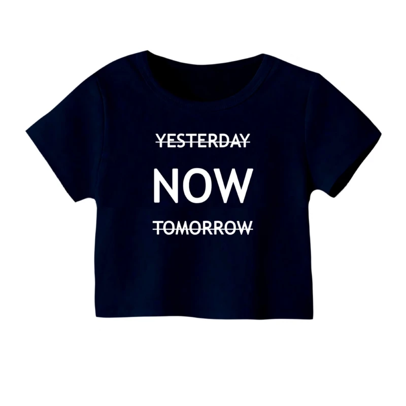 کراپ‌ تی‌شرت آستین کوتاه زنانه مدل نوشته امروز