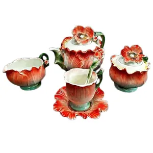 سرویس چای خوری 23 پارچه طرح گل شقایق کد 10192