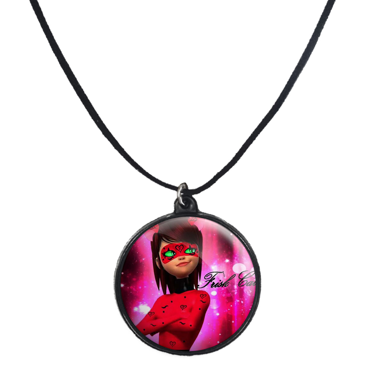 گردنبند پرمانه طرح کفشدوزکی کد pmb.7666 مدل دو طرفه