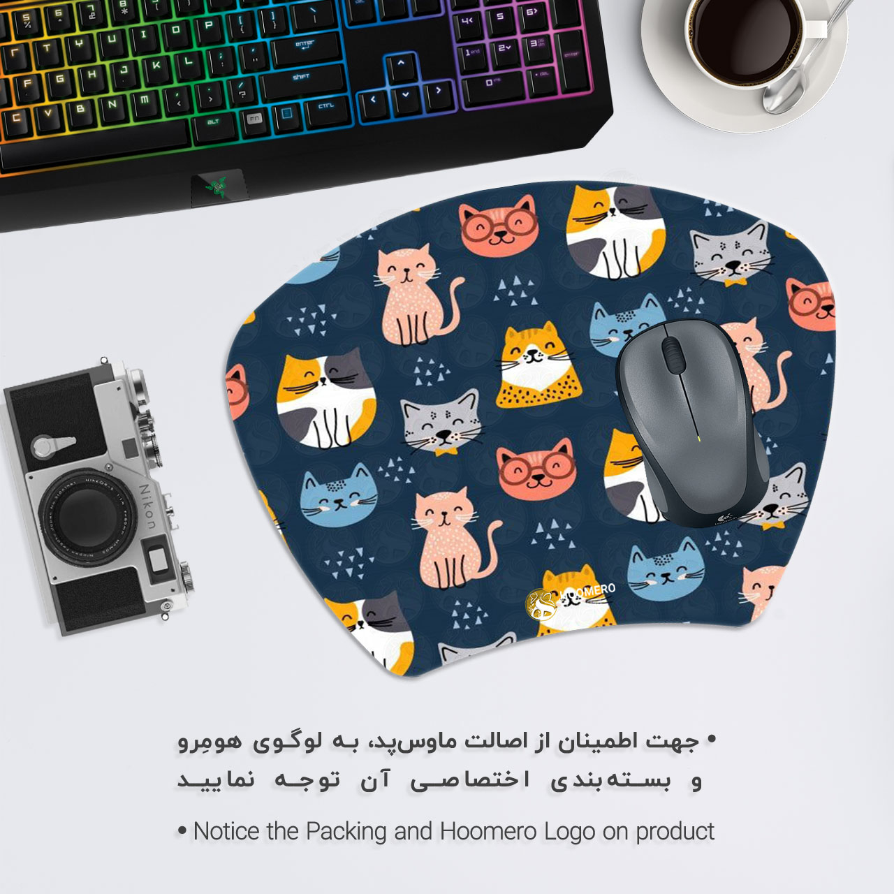 ماوس پد هومرو مدل MC062 طرح گربه