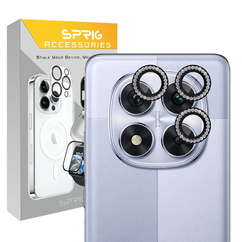 محافظ لنز دوربین اسپریگ مدل Ring Metal Diamond مناسب برای گوشی موبایل شیائومی Note 14 Pro