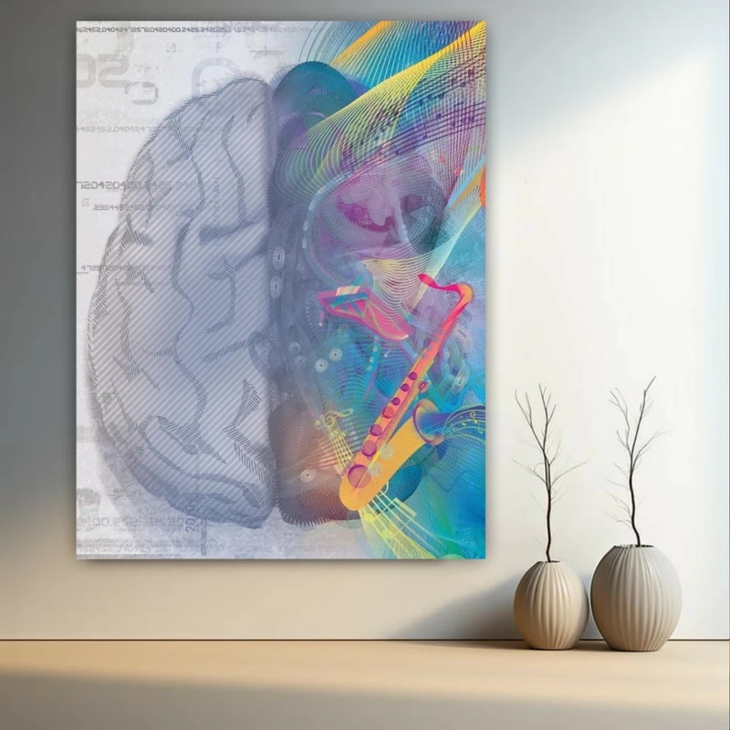 پوستر طرح مغز مدل نوار رنگی کد FP104981