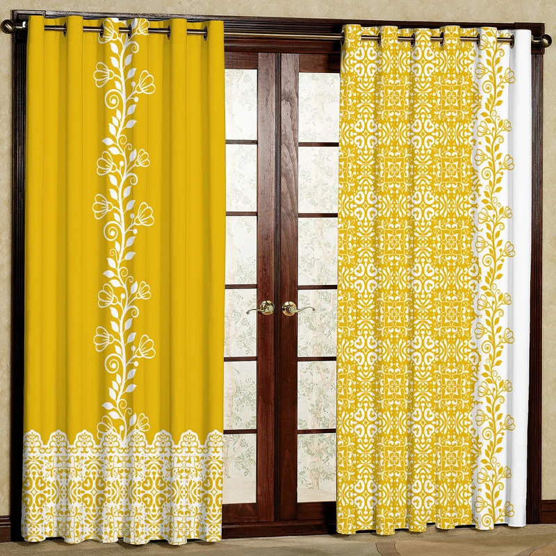 پرده بارمان دکور طرح گل ریز مدل مخمل پانچی کد LR 5459 W سایز 140x280 سانتی متر