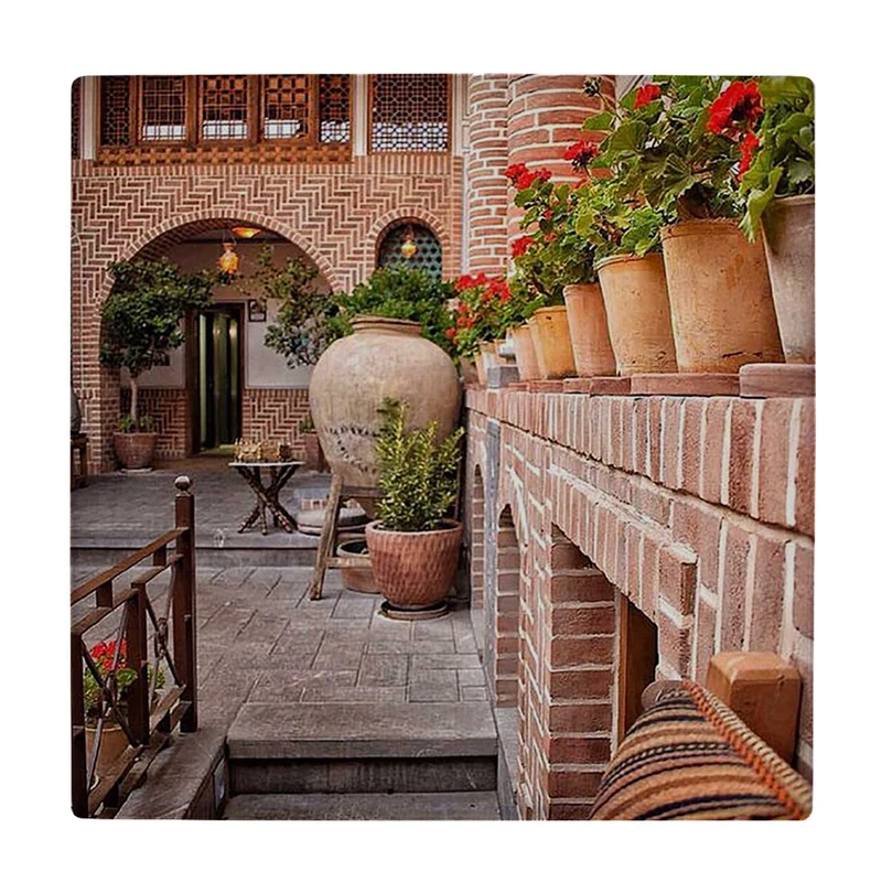  زیر لیوانی  طرح حیاط ایرانی و کوزه های سفالی کد    5930823_4780