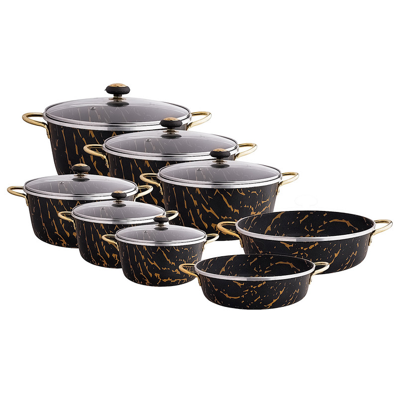 سرویس قابلمه و تابه گرانیتی ۱۴ پارچه سورنا مدل ۴۵۵