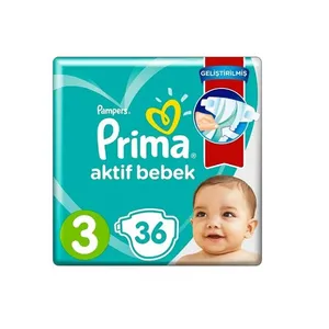 پوشک کودک پریما مدل Aktif bebek سایز 3 بسته 36 عددی