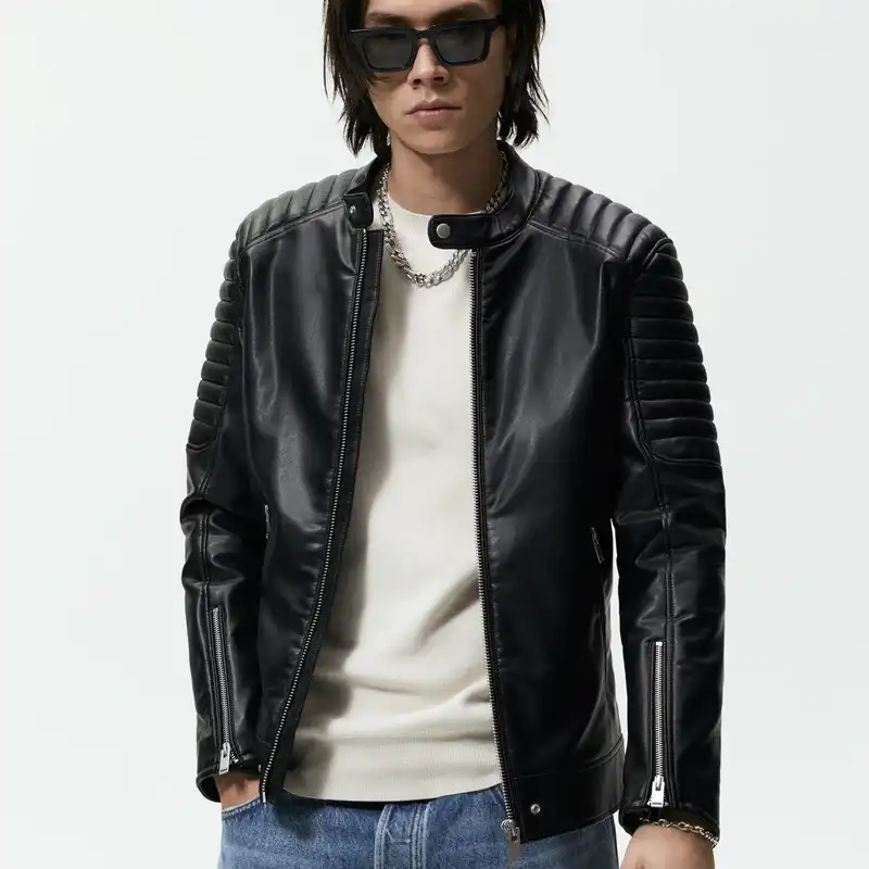 کت چرم مردانه مدل FAUX BIKER