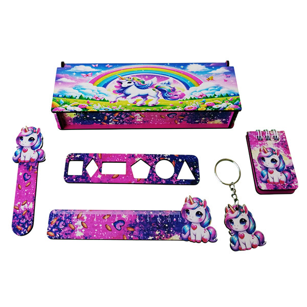 بسته لوازم تحریر مدل چوبی طرح تک شاخ کد 07 مجموعه 6 عددی