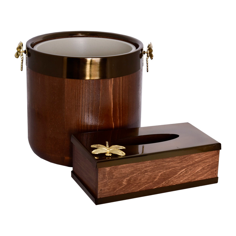 ست سطل و جای دستمال کاغذی مدل سنجاقک