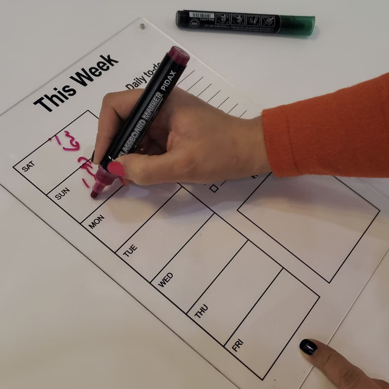 تخته وایت برد مدل پلنر هفتگی سایز 30x20 سانتی متر به همراه ماژیک