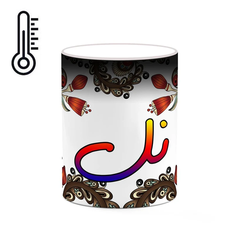 ماگ حرارتی کاکتی مدل اسم نل طرح سنتی گل و بته کد mgh48063