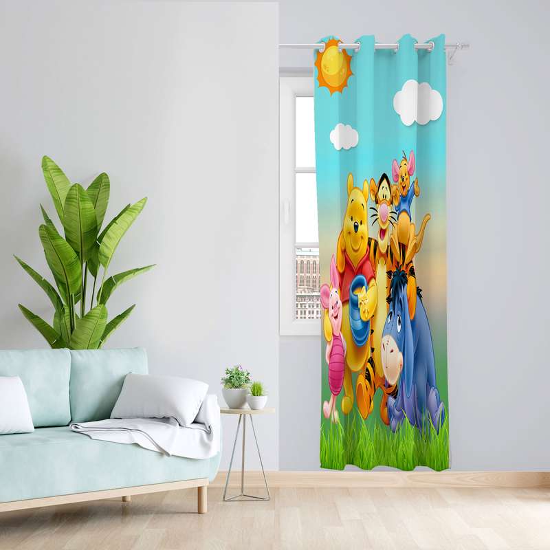 پرده مدل اتاق کودک مخمل پانچی طرح پو کد 4733 سایز 140x280 سانتی متر