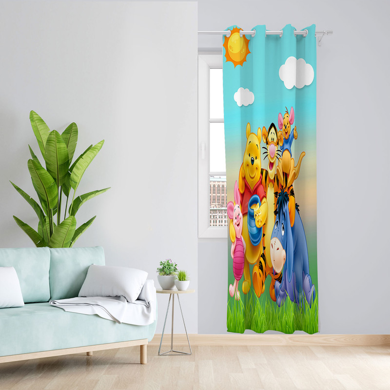  پرده مدل اتاق کودک مخمل پانچی طرح پو کد 4733 سایز 140x280 سانتی متر
