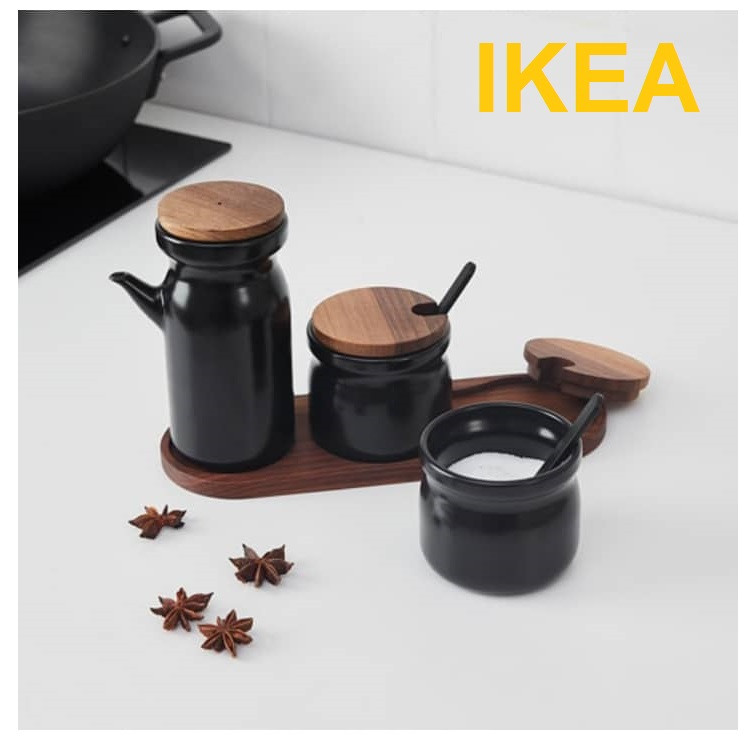 جای ادویه ایکیا مدل HULDHET مجموعه 2 عددی به همراه ظرف روغن
