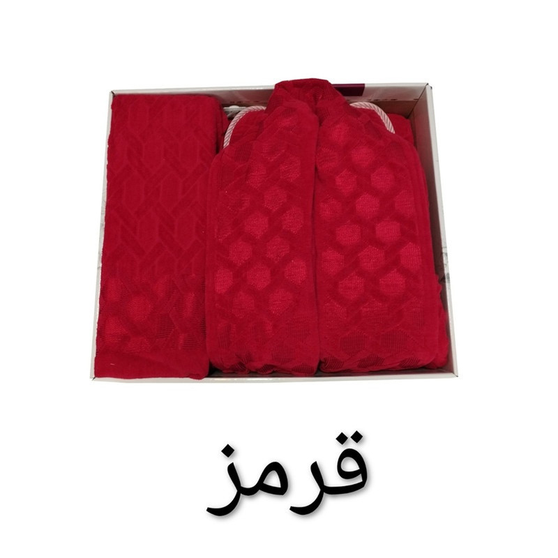 سرویس حوله پالتویی 4 تکه موردوم طرح رویال کد H-402