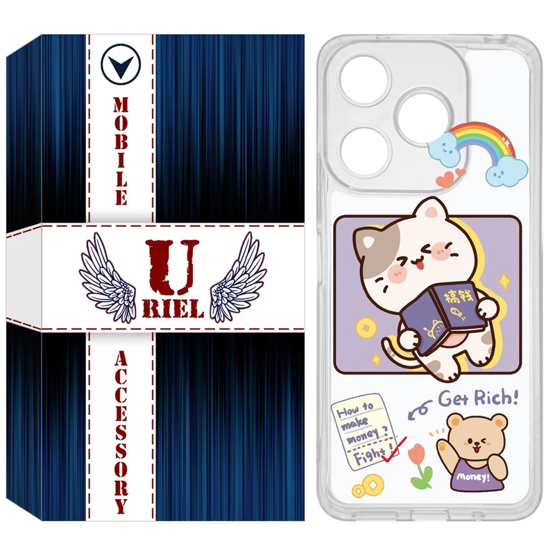 کاور یوریل مدل Clear کد 12 طرح گربه مناسب برای گوشی موبایل شیائومی Redmi 13X / 13 / Poco M6 4G