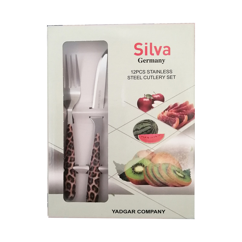 سرویس کارد و چنگال میوه خوری 12 پارچه 6 نفره سیلوا مدل پلنگی
