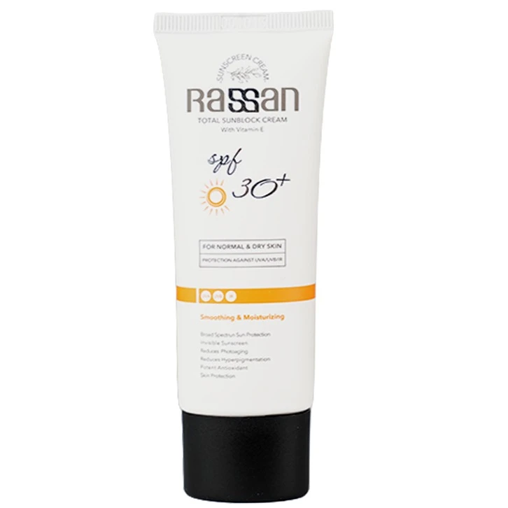 کرم ضد آفتاب بی‌رنگ صورت راسن SPF 30 محافظ در برابر UV مناسب برای پوست معمولی حجم 40 میلی‌لیتر
