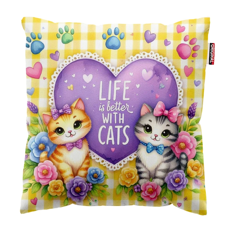 کوسن پاد آفرین مدل گربه کیوت بامزه فانتزی کد PK301938 سایز 30*30 سانتی متر