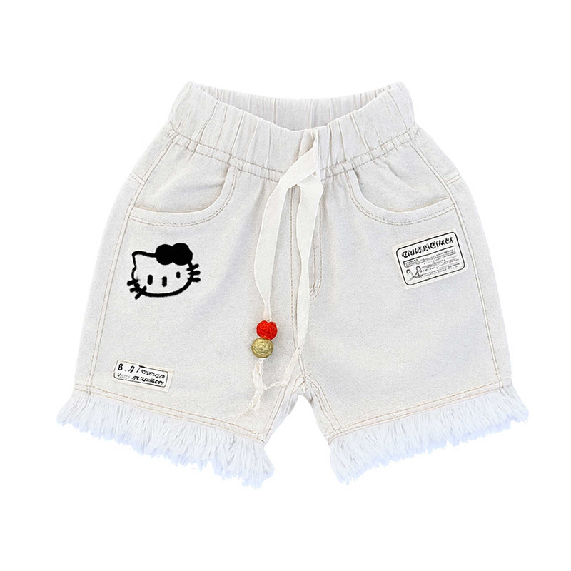 ست تی‌شرت آستین کوتاه و شلوارک دخترانه مدل هلو کیتی طرح نگین دار