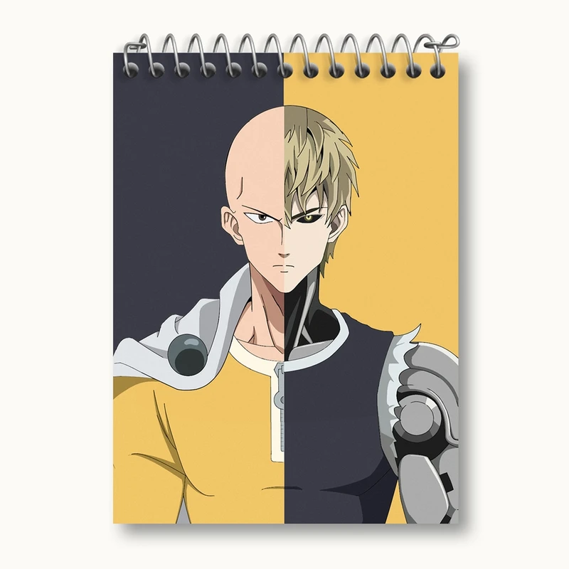 دفتر یادداشت 50 برگ خندالو مدل جنوس و سایتاما انیمه مرد تک مشتی One Punch Man کد 11388